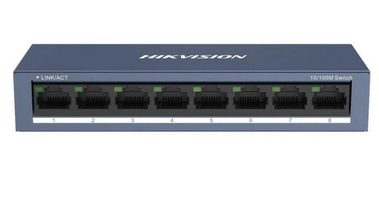 Switch Hikvision DS-3E0108-O, 8 porturi 10/100Mbps, montare perete