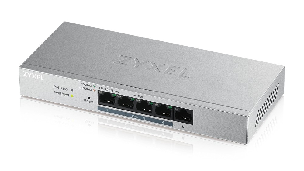 Switch PoE Zyxel GS1200-5HPV2-EU0101F, 5 porturi (4x porturi PoE), 10/100/1000Mbps, 60W