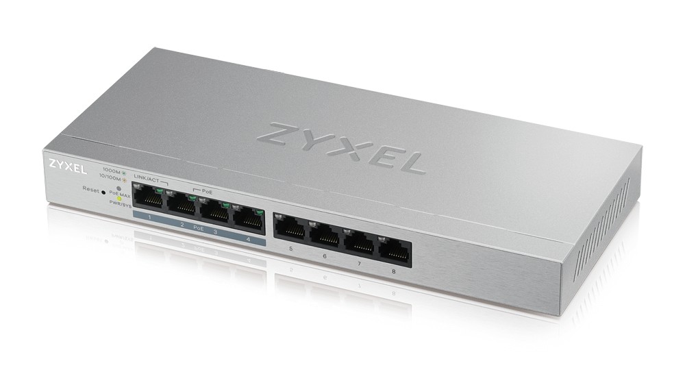 Switch PoE Zyxel GS1200-8HPV2-EU0101F, 8 porturi 10/100/1000 Mbps, (4x porturi PoE), 60W