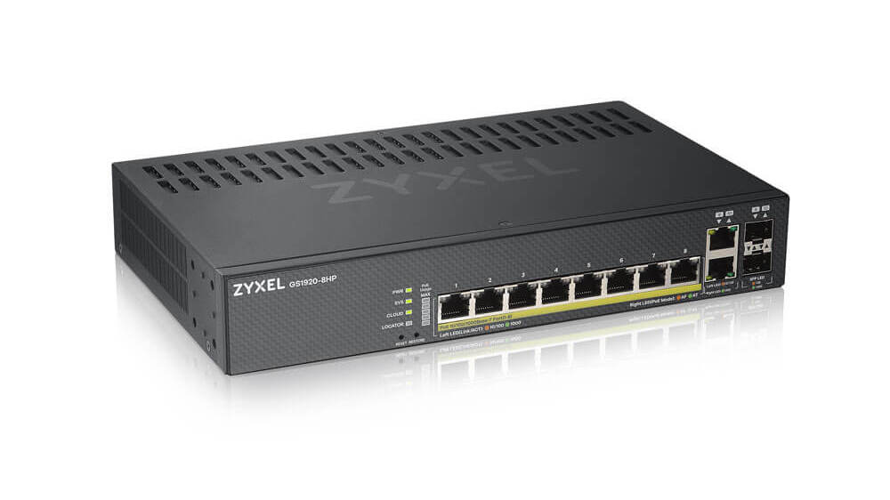 Switch PoE Zyxel GS1920-8HPV2-EU0101F, 8 porturi PoE, 100/1000Mbps, 130W