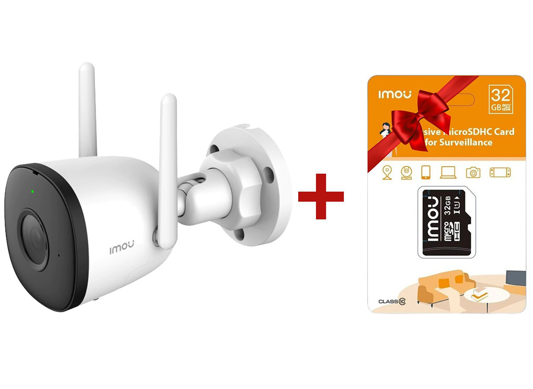 Camera supraveghere Imou Bullet 2C + card microSD cadou 32GB, 2MP, IR30, microfon, IPC-F22P+SD32GB
