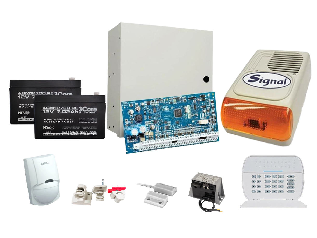 Sistem de alarma cablat DSC LED cu doua elemente de detectie, de exterior Kit NEO2016LED EXT