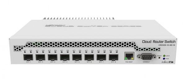 Switch SFP+ Mikrotik CRS309-1G-8S+IN, 8x SFP+ 10Gbps, 1x LAN 1Gbps, RouterOS/SwOS, alimentare PoE 18-57V, rackabil