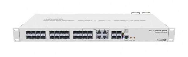 Switch 28 Porturi SFP pana la 10 Gbps, Dual OS, Dual Boot, Mikrotik CRS328-4C-20S-4S+RM