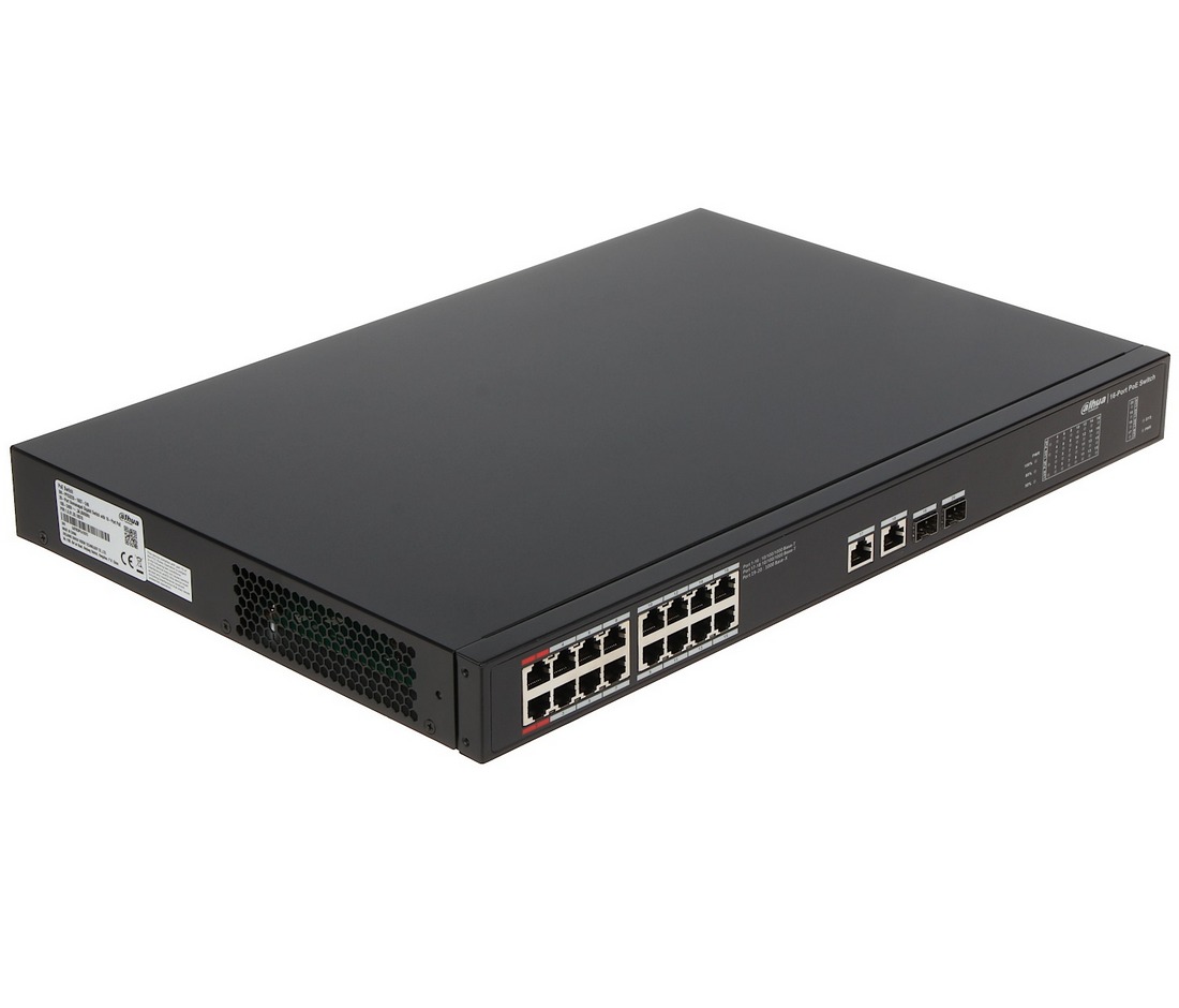 Switch 20 porturi gigabit, 16 porturi PoE, 240W,  Dahua PFS3220-16GT-240