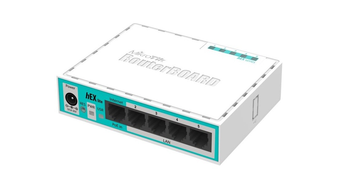 Router Mikrotik hEX lite rb750r2, 5 porturi x Ethernet 100Mbps, 850 MHz, AM 64MB