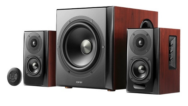 Boxe 150W RMS, 8inch, Edifier S350DB, AUX, Bluetooth, COX, OPT, PC, telecomanda, carcasa lemn