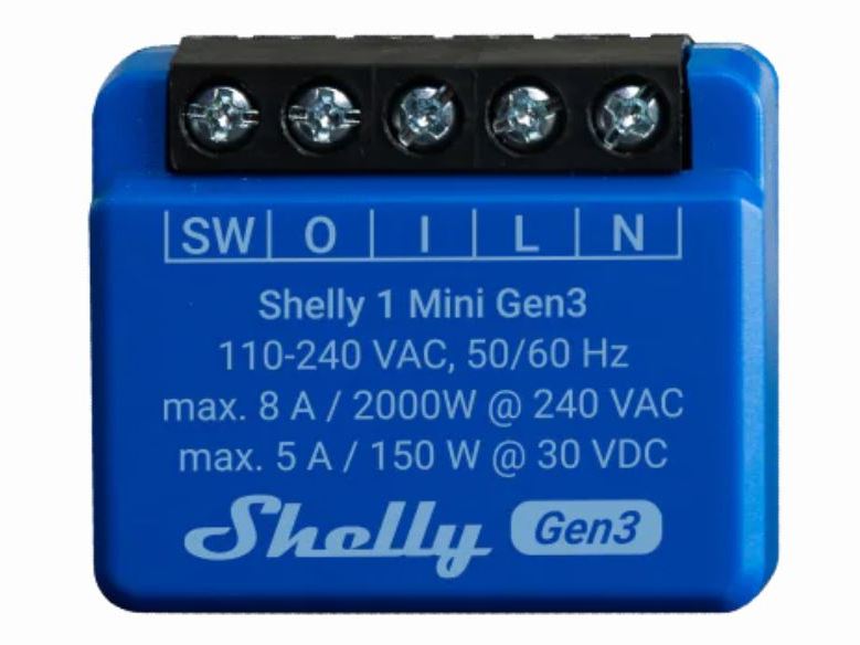Releu SHELLY 1 MINI GEN3, Wi-Fi, Bluetooth, 1 canal (8A), aplicatie mobila