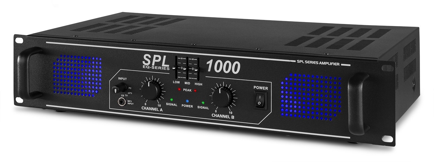 Amplificator cu 2 canale, 1000W, 10KOhm, indicator LED, Skytec SPL1000