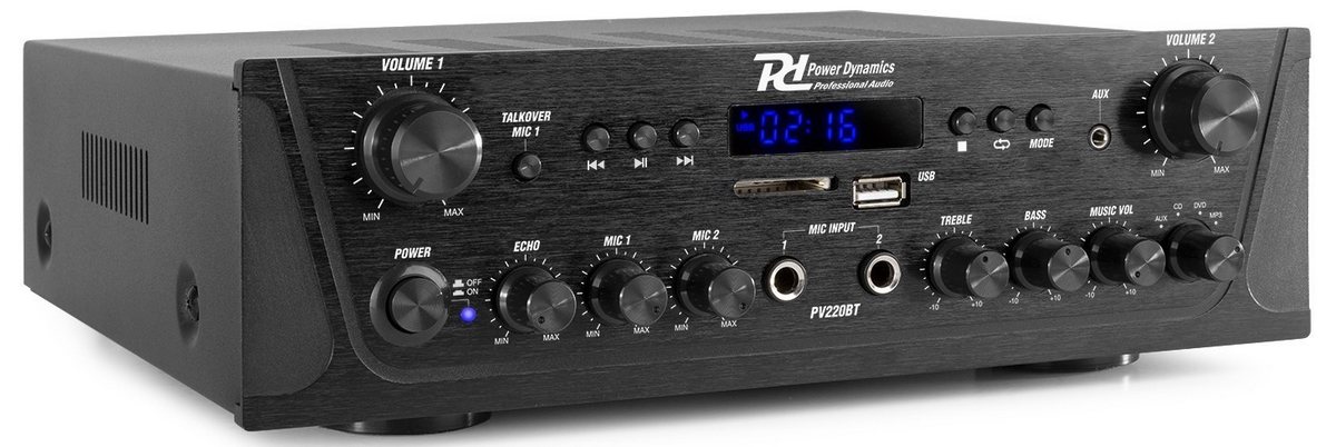 Amplificator audio Power Dynamics PV220BT, 2 canale, 2x 50W, Bluetooth, Tuner FM, USB, SD