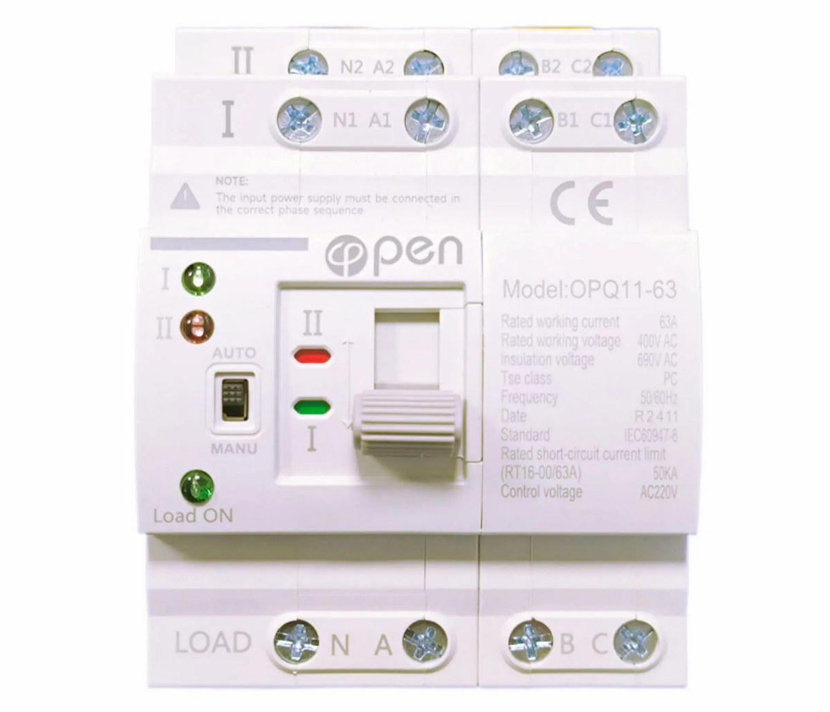 Comutator automat Trifazat ATS, 63A, 400V, 4 poli, montare sina DIN, Safer ATS 63A – 4P