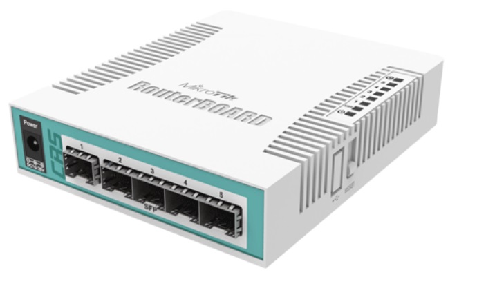 Cloud Router Switch, 5 porturi SFP + 1 port Combo port SFP/RJ45- Mikrotik CRS106-1C-5S