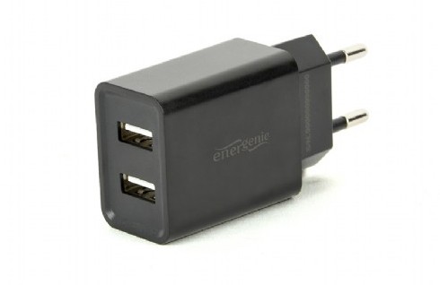 Incarcator USB, 2 porturi, 2.1A, negru, Gembird EG-U2C2A-03-B