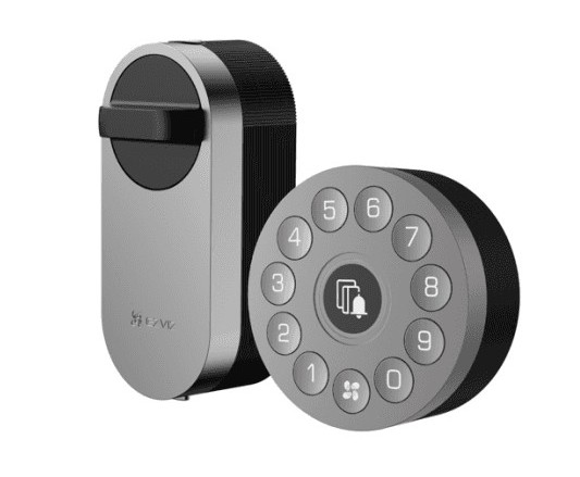 Incuietoare smart cu tastatura DL01S Ezviz CS-DL01S/DL01CP, sonerie incorporata, alarma, compatibila cu Gateway A3, 2 baterii AA, IP56