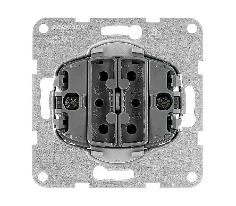 Insert pentru intrerupator dublu, cleme cu element elastic, montaj incastrat, Schrack VISIO S EV100109