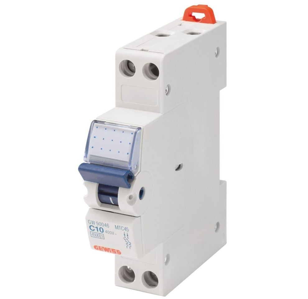 Intrerupator automat Gewiss GW90026, 1P+N, 10A, curba C, 230V, 4500A, 50/60Hz, gama 90 MCB MTC 45
