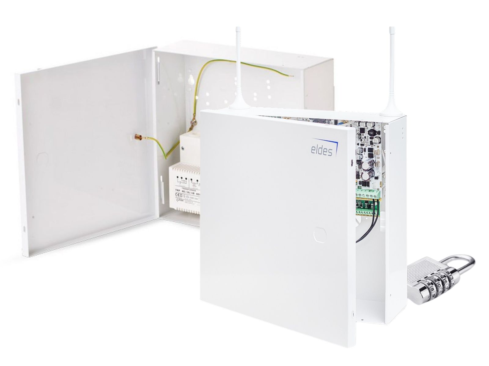 Kit centrala alarma hibrida wireless/cablata Eldes GSM/GPRS cu cutie metalica si transformator, max 144 zone, ESIM384Kit