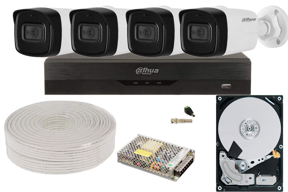 Kit analogic cu performante de top 4K, 4 camere de 8MP cu microfon, IR 80m, 3.6 mm, HDD 1TB, KIT-4BD8MPPEXT-TW