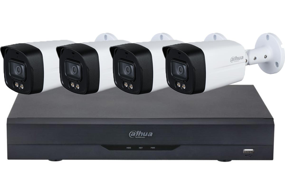 Sistem de supraveghere Dahua Full Color, 4 camere de 5MP cu Microfon, LED 40m, NVR cu AI, KIT-DAHUA4-5MPLED40
