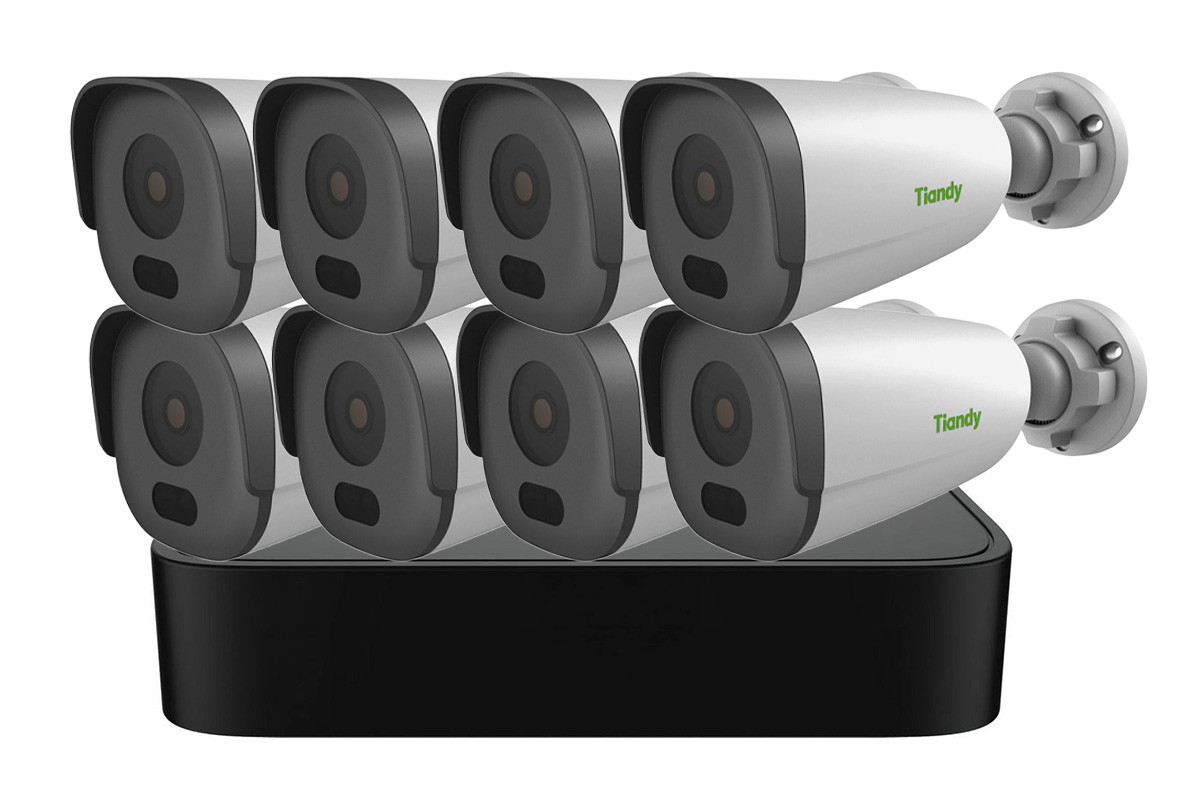 Kit supraveghere IP PoE Tiandy, 8 camere, 2MP, IR 50m, NVR 8 canale, KIT-TN-2MP8CPOE