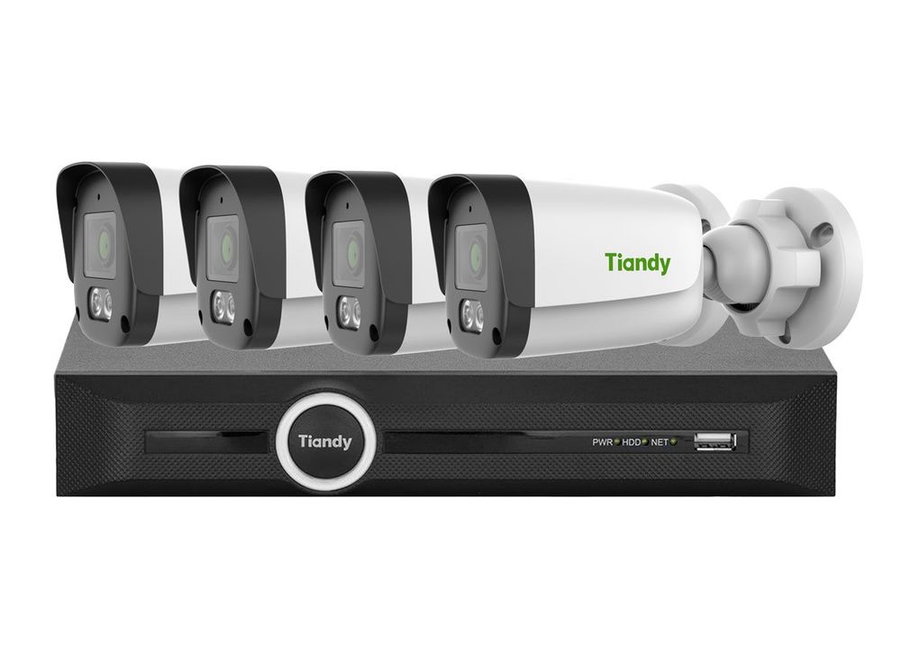 Kit supraveghere IP PoE Tiandy, 4 camere, 5MP, NVR 5 canale, KIT-TN5MPOE