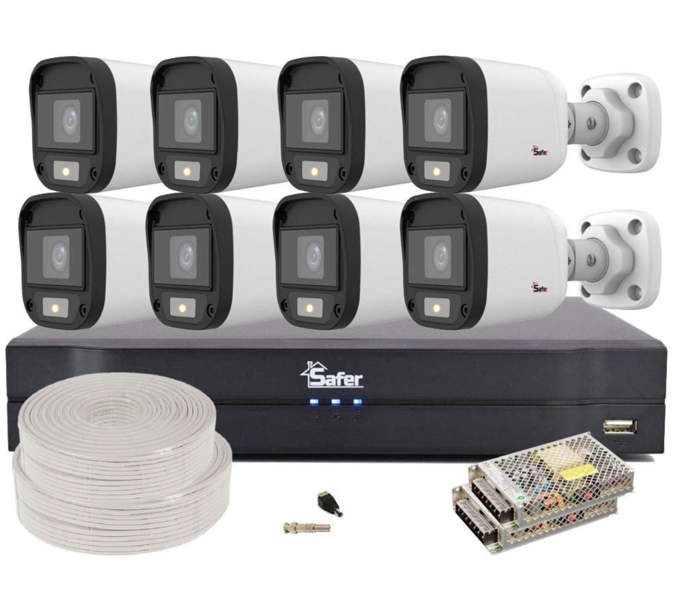 Kit supraveghere video complet cu 8 camere exterior 2MP Safer, Dvr Safer KIT2MPEXT-SAF-ACC