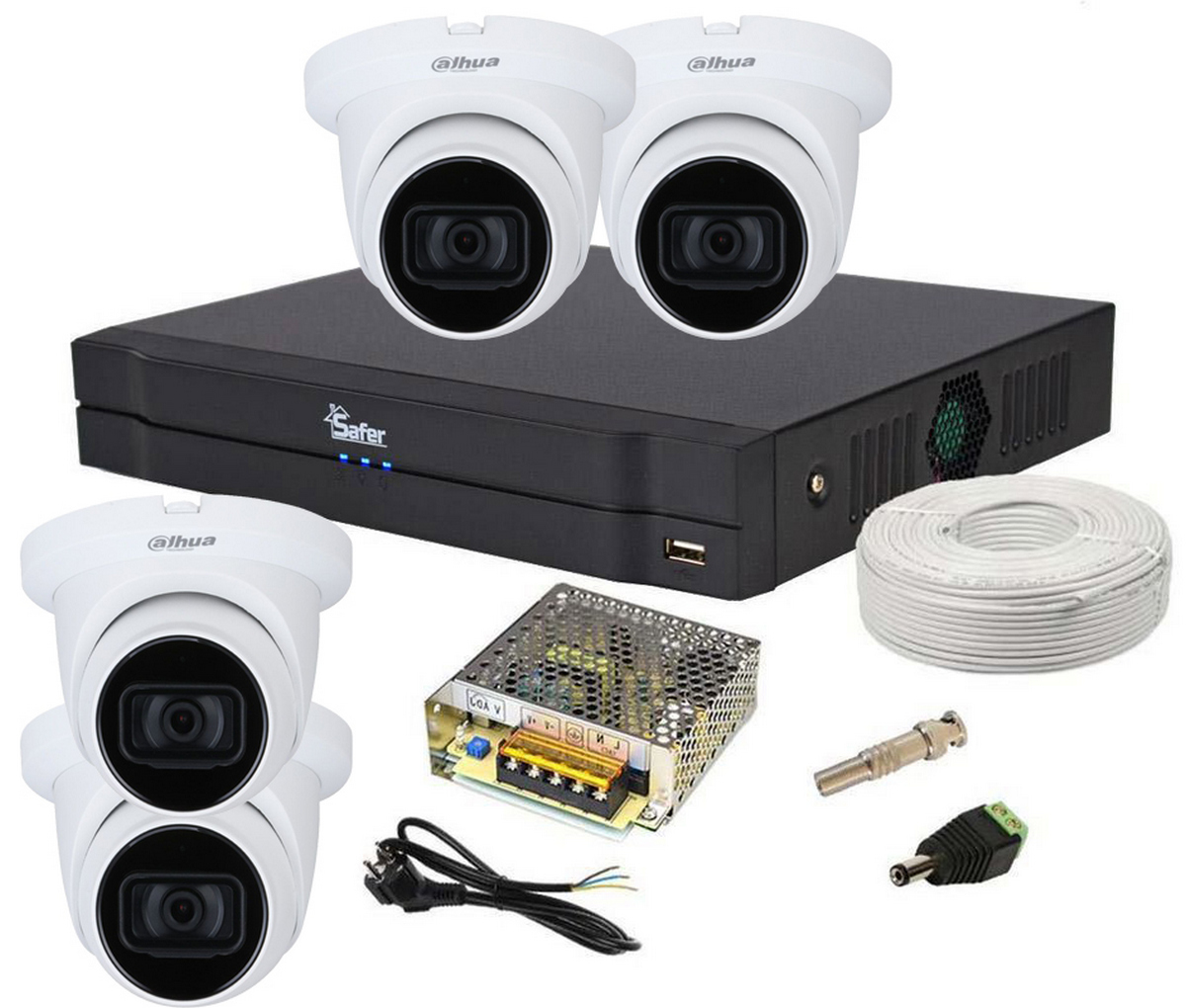Kit supraveghere video, FULL HD, IR 60m, lentila 2.8mm, microfon, Safer KIT2MPINT-SAF-I2-TW