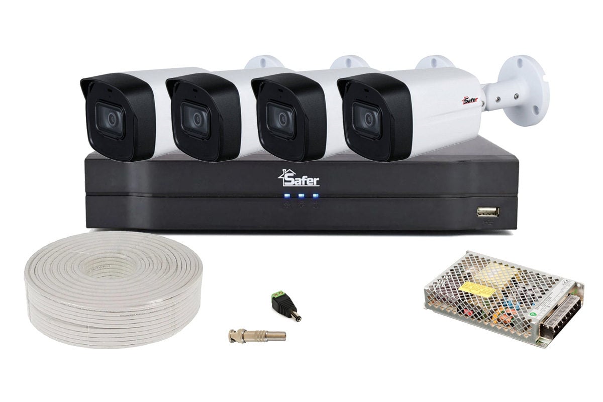 Kit supraveghere video, FULL HD, IR 60m, lentila 2.8mm, microfon, Safer KIT2MPINT-SAF-I2-TW