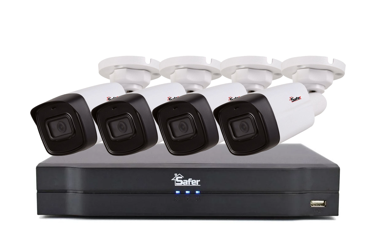 Sistem de supraveghere exterior 4 camere 5MP, IR 80 metri, lentila 3.6mm, Microfon, Safer KIT4EXT80IR