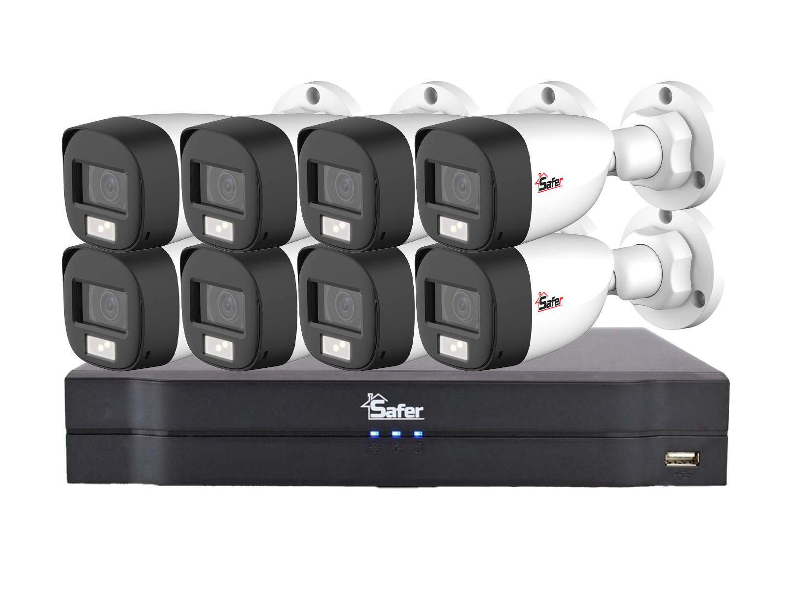 Kit supraveghere video, DVR cu 8 camere tip bullet, smart IR 20m, Safer KIT8EXT20IRSAF