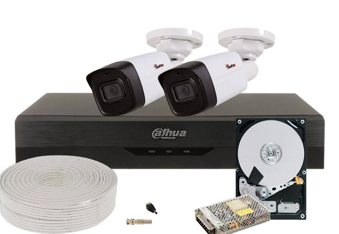 Kit complet 2 camere supraveghere video pentru exterior, 2K 5MP, 3.6mm, IR80m, Audio, Functii AI, KIT2EFHD-TW