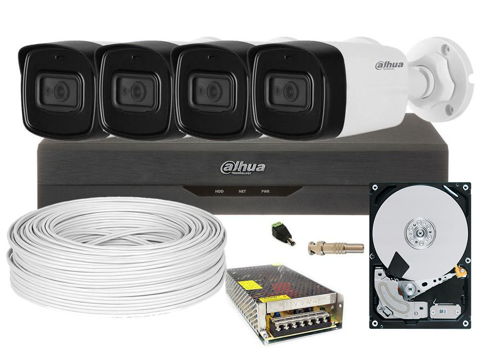 Kit supraveghere video complet, 4 camere Dahua, Full HD, 3.6mm, IR 40 metri 4XDAHFHDIR40-S