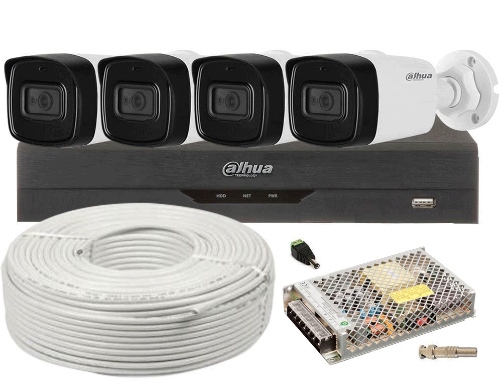 Kit de supraveghere pentru exterior, 2MP, IR 40m, 4 camere si DVR, DAHUA, KITDAH2MP80EXTACC