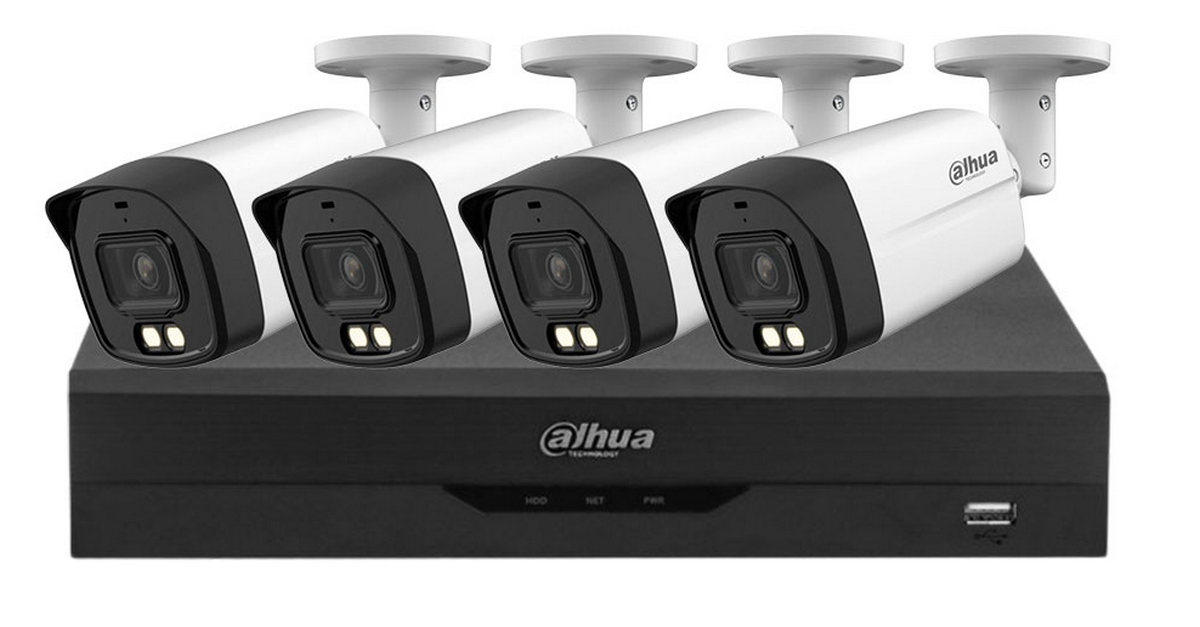 Kit de supraveghere Dahua, 4 camere 5MP, Iluminare duala 40m, Microfon, DVR 4 canale 8MP WizSense, DHI-4X1500TLMIL