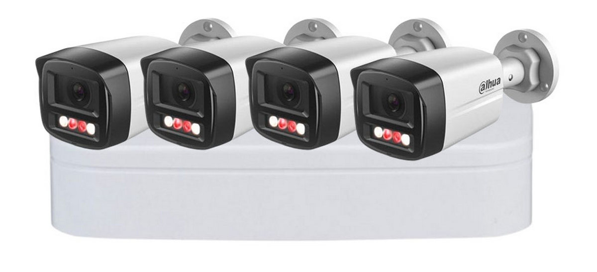 Kit de supraveghere Dahua PoE, 4 camere IP de exterior 4MP 2K, Iluminare Duala 30m, NVR  4 canale 12 MP, DHI-4X1439TL1IL
