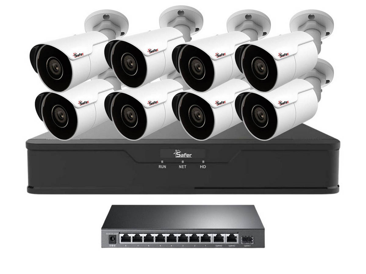 Kit de supraveghere IP, 8 camere exterior 4MP, 2.8mm, IR 50 metri si NVR 8 canale, KITIP-8X-2MP2830POE