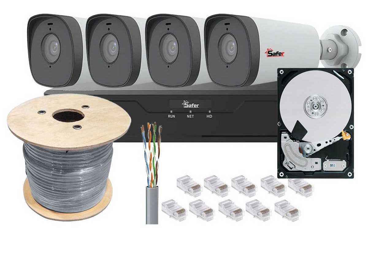 Kit de supraveghere IP complet, 4 camere exterior 2MP, IR 80 metri si NVR 8 canale KITIP-4X-2MP480ACC-A