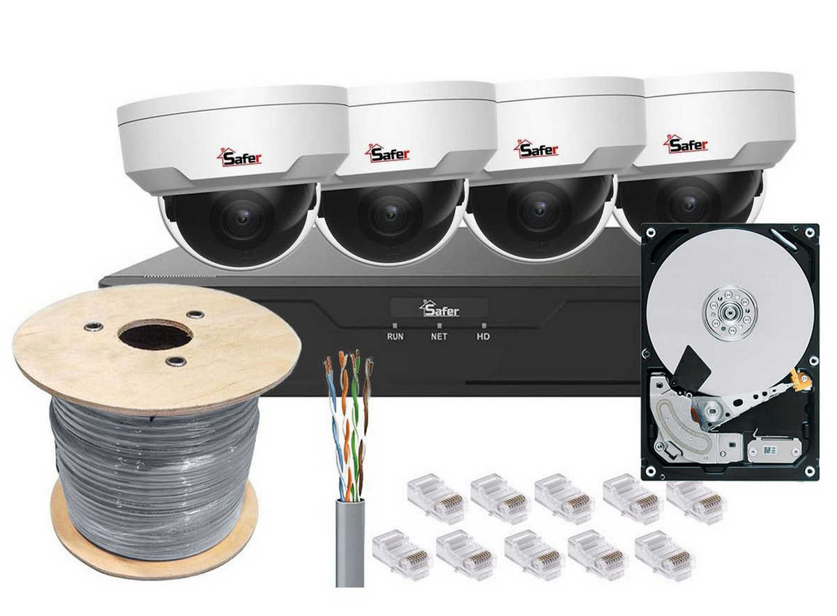 Kit de supraveghere IP complet, 4 camere interior 4MP, IR 30 metri si NVR 4 canale KITPOE2MPINT-2