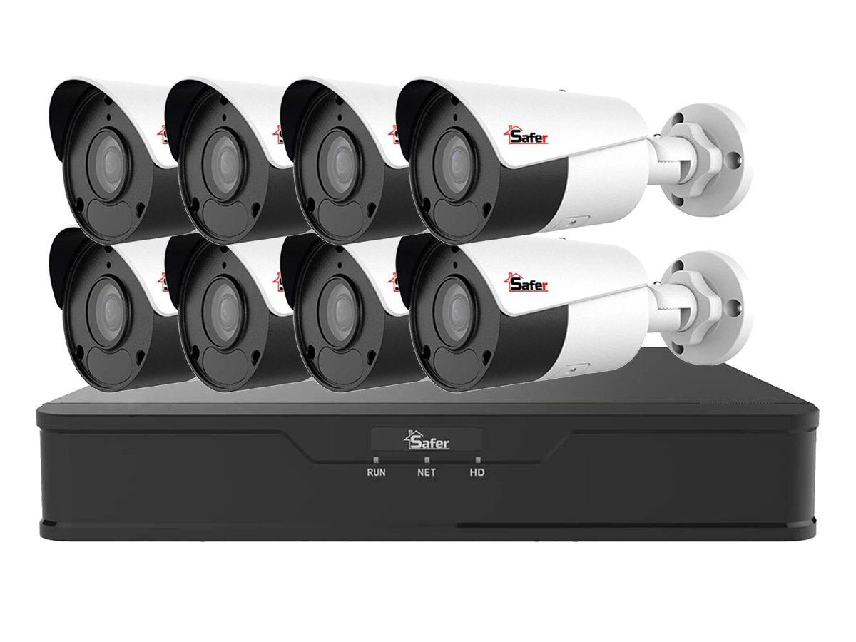 Kit de supraveghere video IP de exterior, 8 camere 4 MP, IR 20 m, NVR 8 canale, Safer, KITIP-8X-4MP420