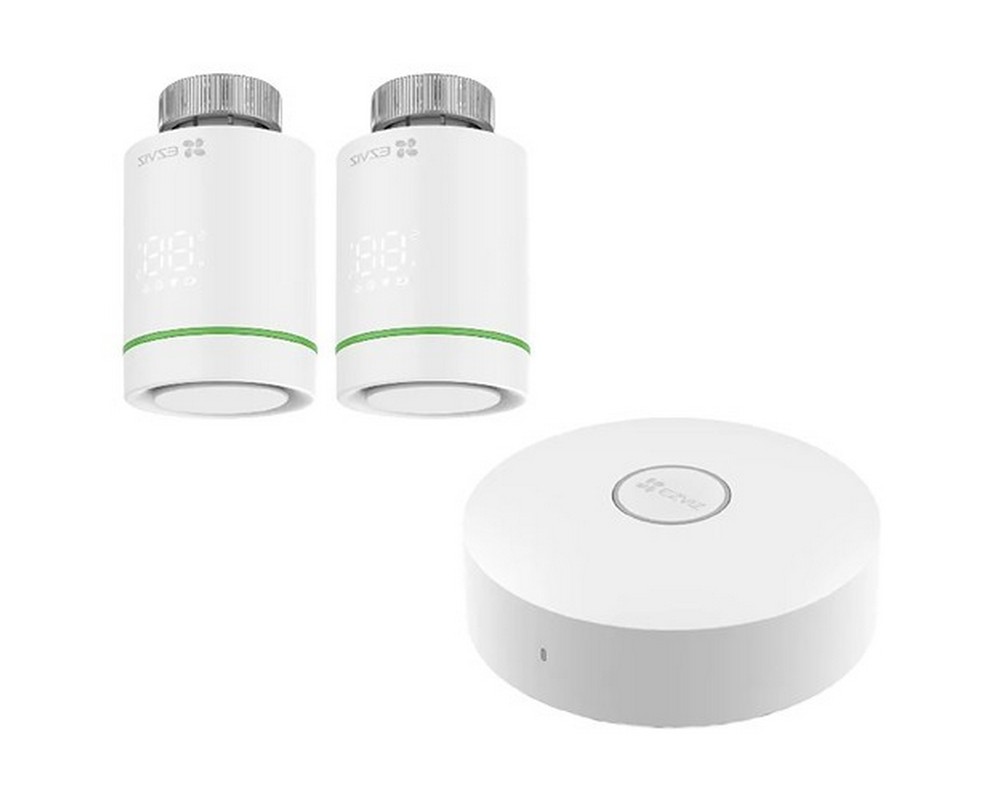 Kit Gateway si 2 termostate inteligente Ezviz CS-T55/A3, afisaj LED, comunicare Wireless 2.4 GHz ZigBee, precizie 0.5 grade