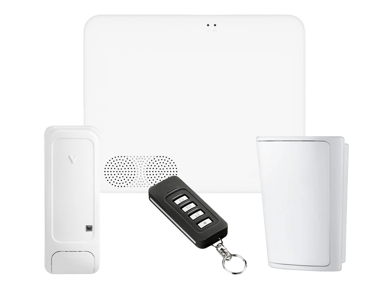 Kit sistem alarma wireless, Wi-Fi, Bluetooth, 128 zone, 4 partitii, contact magnetic, telecomanda, detector PIR, Qolsys KIT IQ4 NS-1