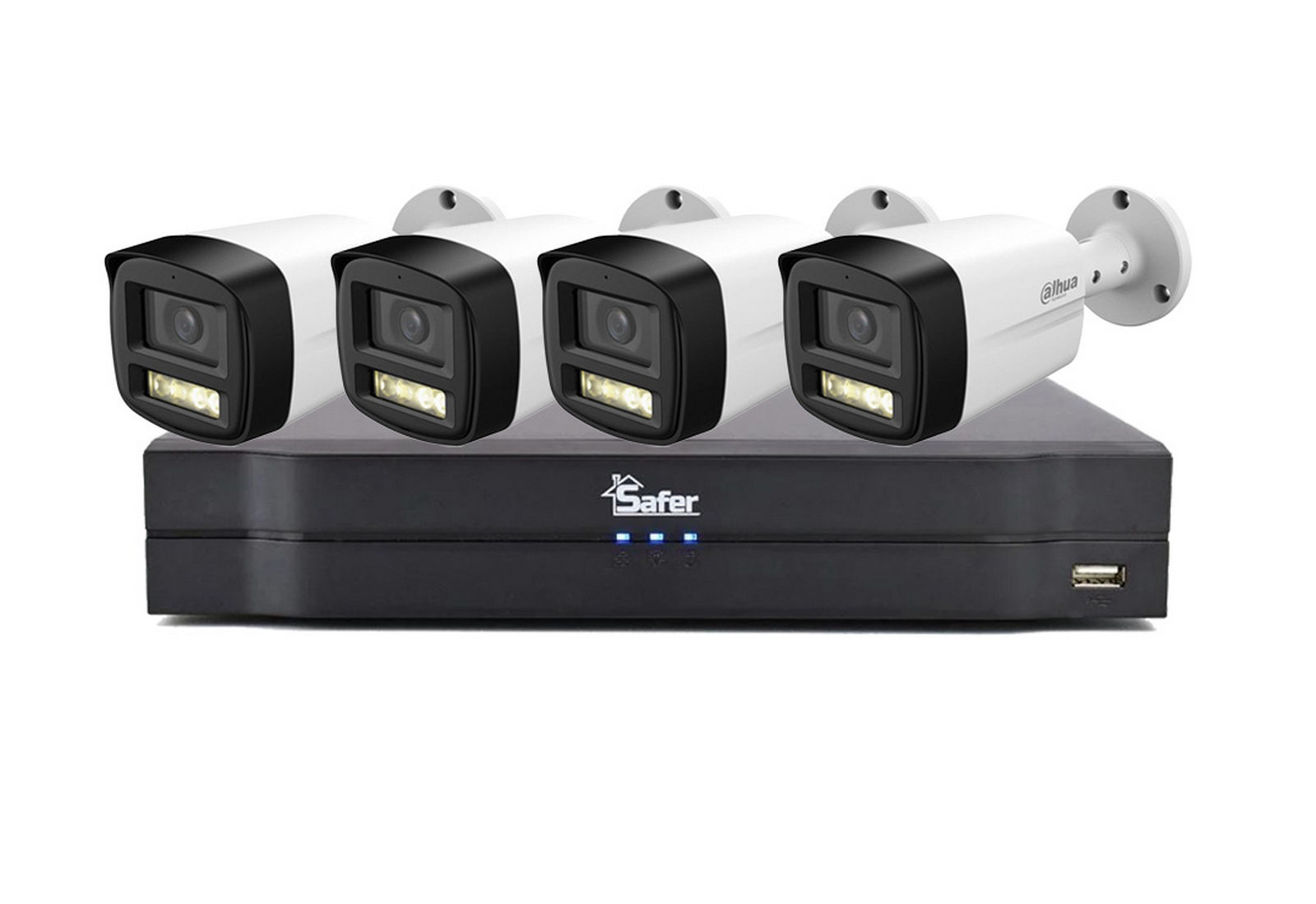 Sistem de supraveghere exterior 4 camere 5MP, Iluminare duala, 3.6mm, audio, Safer KIT4EXT80IR