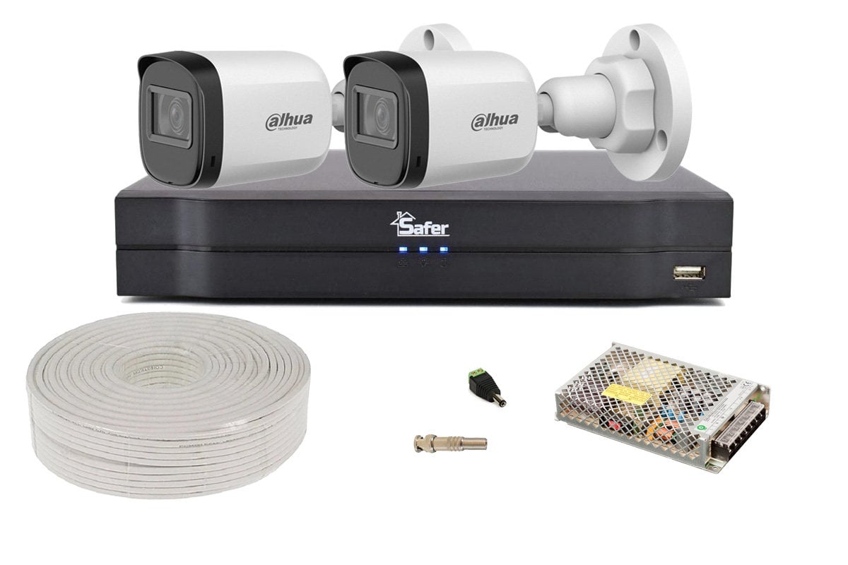 Kit supraveghere video 2 camere, FULL HD, IR 30m, DVR 4 canale, SAF-2XEB1A21