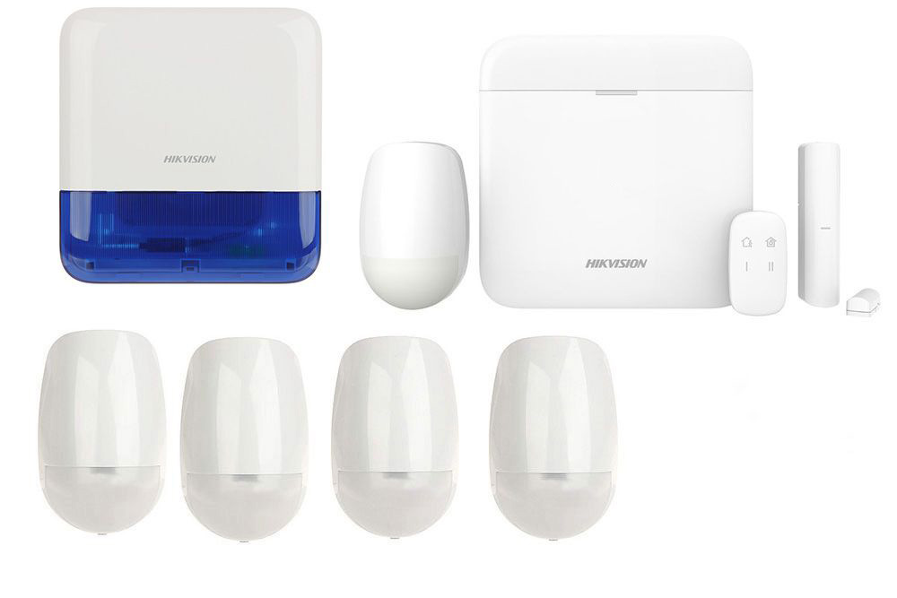 Kit sistem de alarma Tri-X Wireless AX Pro, GSM, 32 de utilizatori, 16 zone, 5 senzori, o sirena de exterior, KITAXPRO64+4SZR+SIR Hikvision