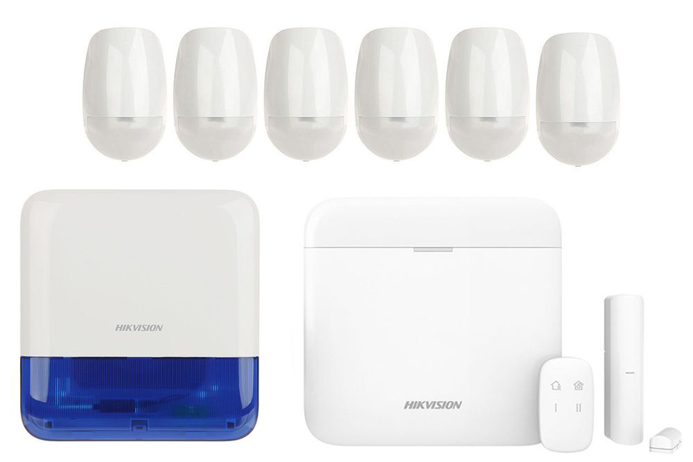 Kit sistem de alarma, wireless, 32 partitii, 96 zone, 3G/4G, 7 zone, sirena de exterior,  Hikvision, KITAXPRO96+7Z+SIR