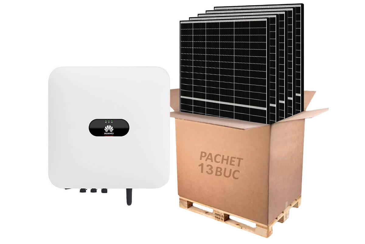 Kit invertor monofazat hibrid 6kW, 13 panouri fotovoltaice, Huawei SUN2000-6W-panou
