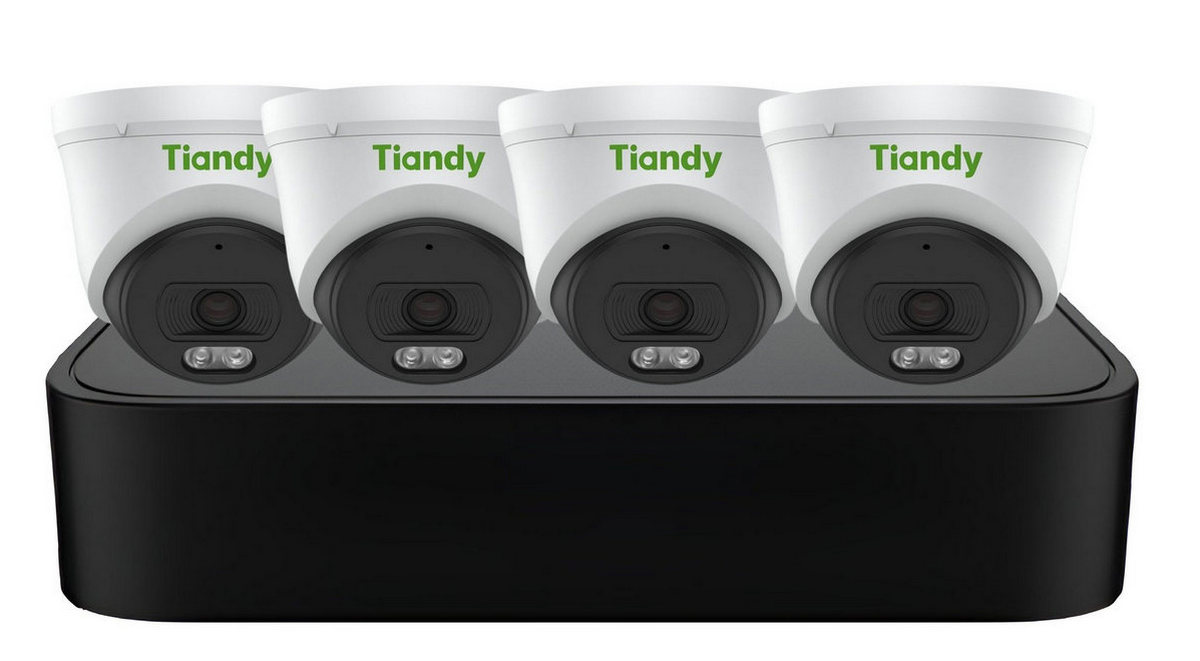 Kit supraveghere IP Analog Killer Tiandy PoE, 4 camere 2MP FULL HD, IR 30m, NVR 4 canale, KIT-TN-2MPINTPOE