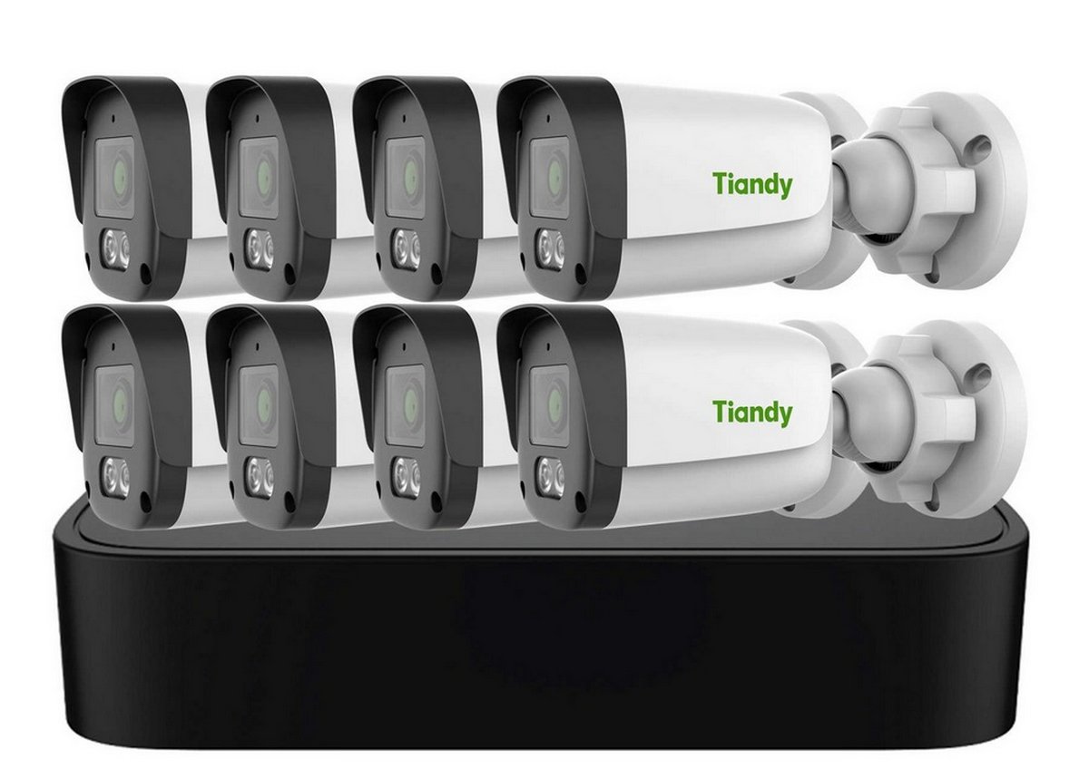 Kit supraveghere IP Tiandy PoE, 8 camere, 4MP, IR 30m, NVR 8 canale, KIT-TN-4MP8CPOE