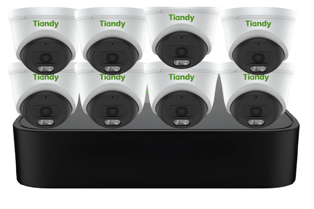 Kit supraveghere IP Tiandy PoE, 8 camere, 4MP, IR 30m, NVR 8 canale, KIT-TN-4MPINTPOE