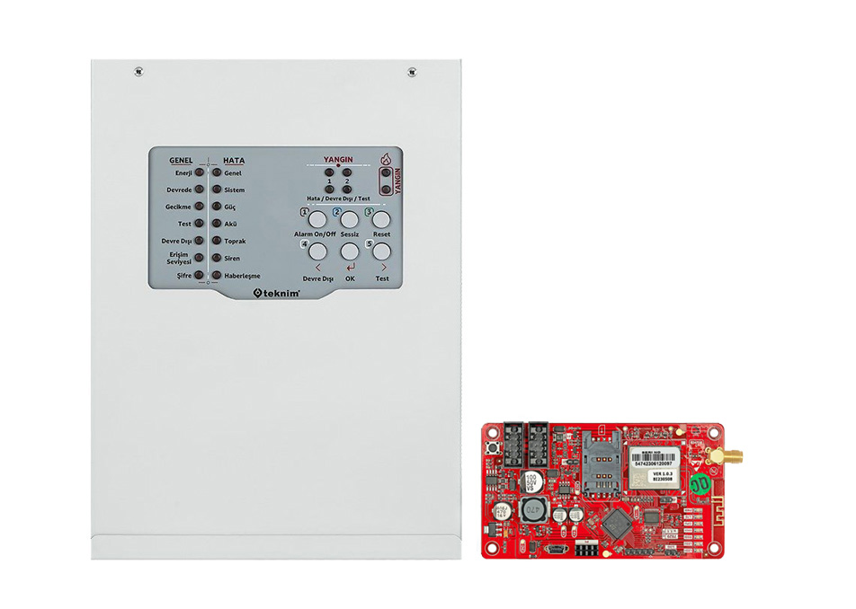 Centrala de incendiu conventionala, 2 zone, 32 detectori, cu modul 4G, Teknim KIT-TFP3122+TXM5474